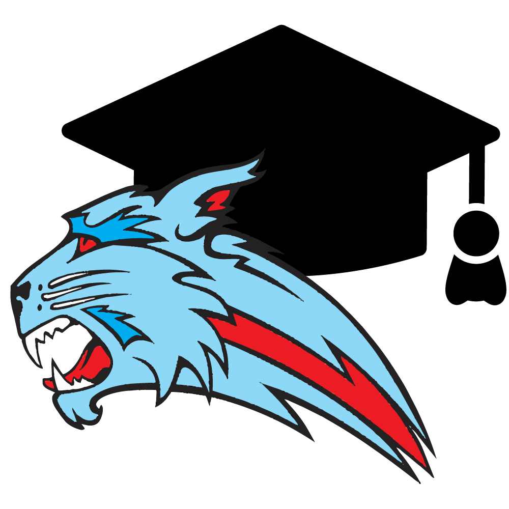 The Eastmont High School mascot and a mortarboard